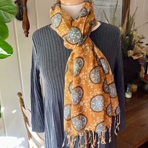 Mustard & Gray Patterned Scarf/Wrap